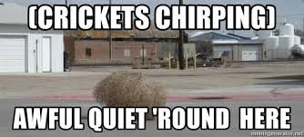 Crickets Chirping Awful Quiet Round Here Tumbleweeds Meme Generator