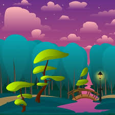 Download Cartoon Landscape With Violet Sky For Free Cartoon Sky Vector Free