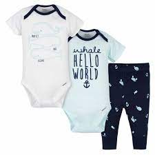 3 Piece Baby Boys Whale Onesies Bodysuits And Pant Set Gerber Childrenswear