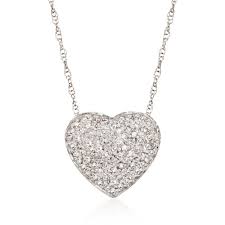 25 Ct T W Diamond Heart Pendant Necklace In 14kt White Gold Ross Simons Heart Pendant Diamond Diamond Heart Pendant Necklace Heart Pendant Gold
