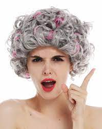 Because the hair isn't soaking wet, the rollers require less time to work and. 3195 Za68a Wig Women S Wig Halloween Carnival Grey Curls Curly Hair Roller Grandmother Granny
