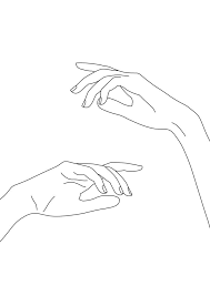 Hands Line Drawing - Bel Mini Art Print By The Colour Study - Without Stand - 3 X 4 Wall Art Canvas Painting Line Art Drawings Hand Lines
