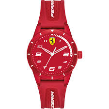 Red rev captures the thrill of race day with a bold honeycomb textured side casing inspired by the layered structure of a race car's monocoque tr90 34mm round red dial red silicone strap Scuderia Ferrari 0860010 Watch Redrev