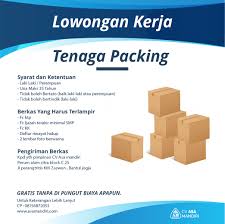 Ada perusahaan yang sedang membuka kesempatan lowongan kerja smp,tanpa ijazah,jaga toko, tellemarketing, mekanik, security kantor dan banyak lagi melalui indeed.com. Lowongan Kerja Tenaga Packing Asa Mandiri