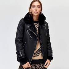 Warehouse Faux Leather Aviator Jacket Black 1 Coats Jackets Women Aviator Jackets Jackets