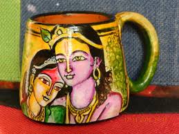 Lord Krishna With Radha Depicting Indian Mythology With A Unique Art Form Hand Painted Bottles Hand Painted Vases Hand Painted