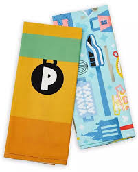 Set of 2 kitchen towels measuring 16 inches by 26 inches and can be used as dishtowels or hand towels. Disney Kitchen Towel Set Pluto Mousewares