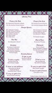 The second part of the invitation is the bridal entourage which includes the wedding officiant, principal sponsors, secondary sponsors, best man, maid of honor, bridesmaids and the groomsmen, coin bearer, ring bearer, bible bearer, and flower girls. Sample Entourage Page Wedding Invitation Layout Wedding Invitation Format Wedding Invitation List