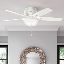 Flush mount white ceiling fan with light. Hunter Fan 52 Donegan 5 Blade Flush Mount Ceiling Fan With Pull Chain And Light Kit Included Reviews Wayfair