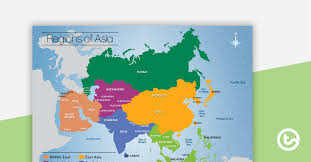 There are 48 countries in asia today, according to the united nations. Map Of The Regions Of Asia Teaching Resource Teach Starter