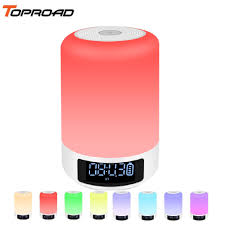 Toproad Night Light Bluetooth Speaker Portable Wireless Speakers Clock Touch Control Colorful Led Bedside Table Lamp With Mic Portable Speakers Aliexpress