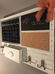 Large Chalk Calendar Chalk Message Board Cork Board Mailbox Command Center With Mason Jar And Key Hooks Cork Board Family Organization Wall Family Organizer