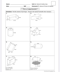 Area, surface area, and volume crct domain & weight: Name Unit 11 Volume Surface Area Date Bell Chegg Com