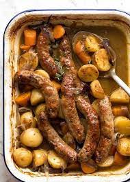 Sausage Bake With Potatoes And Gravy Recipe Pork Recipes Sausage Dinner Recipes