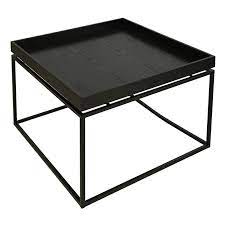 It makes the perfect perch for decorative serving trays or even board games for game nights with friends and family. Wood Tray Top Coffee Table With Metal Base Black Small At Home
