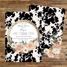 Boho Cow Western Baby Shower Invitation Cow Print Birthday Etsy Australia