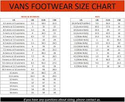 Vans Shoe Size Guide Cm