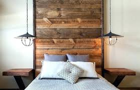 Wood Panel Headboard Wooden Panel Bedroom Floor To Ceiling Headboard With Wooden Planks In The Rustic Bedroom Decor Master Bedrooms Decor Rustic Bedroom Design