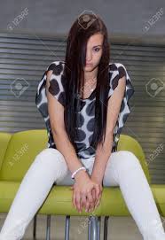 Chair and a half recliner leather models boast stylish designs that you may not find in other models. Very Attractive Young Girl Sitting On A Green Chair With Her Stock Photo Picture And Royalty Free Image Image 21147447