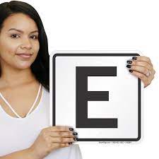 Latin small letter e with diaeresis, unicode number for the sign: Letter E Parking Spot Sign Sku K 6284