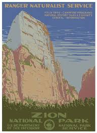 Zion National Park Ranger Naturalist Service Reproduction Vintage Poster Print Availabl National Parks Utah National Parks