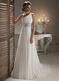 One Shoulder Court Train A Line Chiffon Wedding Dress 58eveningdress Greek Style Wedding Dress Grecian Wedding Dress Wedding Dresses Lace