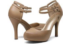 Buy DREAM PAIRS Office-02 Womens Classy Mary Jane Double Ankle Strap  Almond Toe High Heel Pumps New Nude Pu Size 9 at Amazon.in