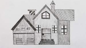 Black and white pencil sketch art. How To Draw A House For Kids Easy House Drawing Tutorial Youtube