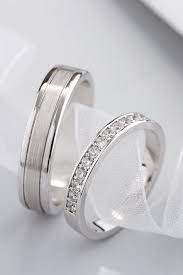 White Gold Wedding Bands With Natural Diamonds Couple Rings Set Wedding Rings Set Couple Wedding Rings White Gold Wedding Rings Diamond Wedding Bands