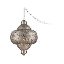 Zaida 20 High Moroccan Pewter Plug In Swag Pendant Hanging Lamp Plug In Pendant Light Hanging Light Lamp