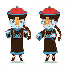 Personagem de desenho animado de zumbi chinês | Vetor Premium