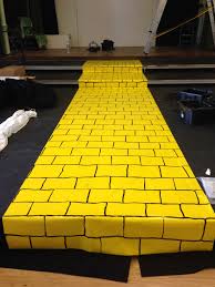Black And Yellow Sign On Road One Yellow Brick Road Created By 7 Metres Of Yellow Vinyl Tablecloth With A Black Marker Pen To Mark Out The Wizard Of Oz Wizard Of Oz Play Wizard Of Oz Decor
