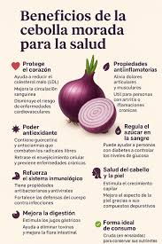 🧅 Beneficios de la cebolla morada para la salud ❤️ 1. Protege el corazón •  Ayuda a reducir el colesterol malo (LDL) • Mejora la circulación sanguínea  • Disminuye el riesgo de