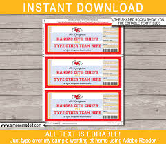 University of kansas jayhawk logo. Kansas City Chiefs Game Ticket Gift Voucher Printable Surprise Football Tickets