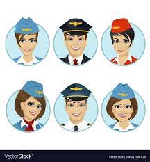 Air Crew Member Avatars Of Pilots And Stewardesses Pilot Crew Members Avatar