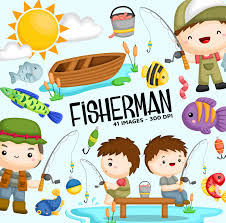 Fishing clipart stock vectors, clipart and illustrations. Fisherman Fishing Clipart Cute Kids Clip Art Activity Etsy In 2021 Kids Clipart Fish Clipart Clip Art
