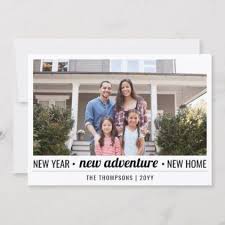 2 Photo New Years Adventure Home Address Moving Holiday Card Zazzle Com New Home Cards Family Pictures Holiday Cards Happy New Year Photo