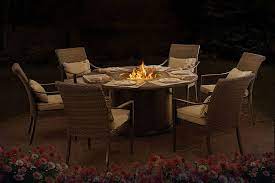 While concrete is very durable, it's also very heavy, so don't plan on moving a concrete fire pit around your yard on a daily basis. Sunjoy Dining Set With Lp Fire Table Patio Furniture Walmart Canada