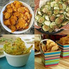 Picture Collage Of Healthy Chips Alternatives Sweet Potato Chips Zucchini Chips Parmesan Cheese Crisp Healthy Chip Alternative Healthy Chips Healthy Crisps