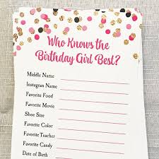 Fun Things To Do For Your Birthday Near Me Who Knows Birthday Girl Best Party Game Printable Or Printed Etsy Birthday Party For Teens 13th Birthday Parties Sleepover Birthday Parties
