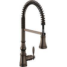 People did not use to be concerned with finishes on their faucets. Moen One Handle Pre Rinse Spring Pulldown Kitchen Faucet Oil Rubbed Bronze S73104orb Overstock 31306541
