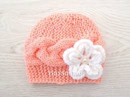 Peach Cable Newborn Beanie Cable Knit Baby Girl Beanie Newborn Baby Girl Hat In Peach Cute Baby Hat Knitting Baby Girl Baby Girl Beanies Baby Hats Knitting