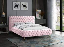 Spend this time at home to refresh your home decor style! Casey Queen Bed In Pink Velvet Delanopink Q By Meridian Furniture