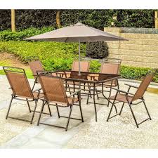 Courtyard Creations Arrowhead 8 Pc Sling Folding Set Tan Patio Sets Patio Garden Garage Shop The Exchange