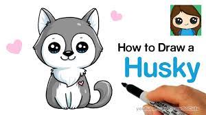 How to draw baby animals puppy. How To Draw A Husky Puppy Easy Youtube