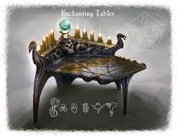 Https Www Artstation Com Artwork Enchanting Table Skyrim Enchanting Art Table Table