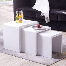 Nest Of 3 High Gloss White Nested Modern Coffee Tables Side Table Living Room 93 90 0 Living Room Side Table Living Room Table Modern Furniture Living Room