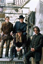 The Quick And The Dead Cast Photo 1995 L To R Leonardo Dicaprio Gene Hackman Sharon Stone Russell Crowe Sony Western Movies Western Film Movie Stars