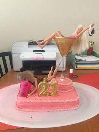 My 6 year old granddaughter, found a frozen cake tutorial, on youtube. Drunk Barbie Cake
