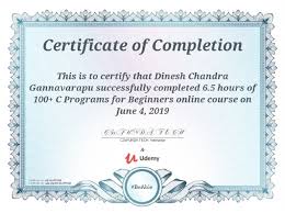 This course has been well created with sophisticated and simple english that student can easily understand. Udemy C Certificate Pdf